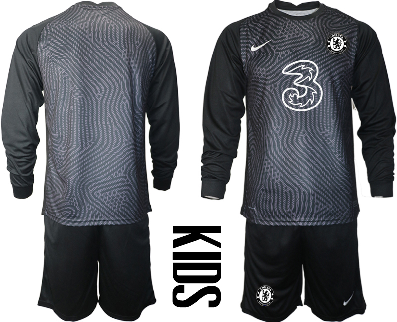 2021 Chelsea black Youth long sleeve goalkeeper soccer jerseys